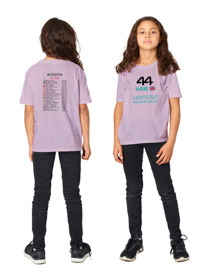 Lewis Hamilton Formula 1 2024 Race Calendar Children's T-Shirt