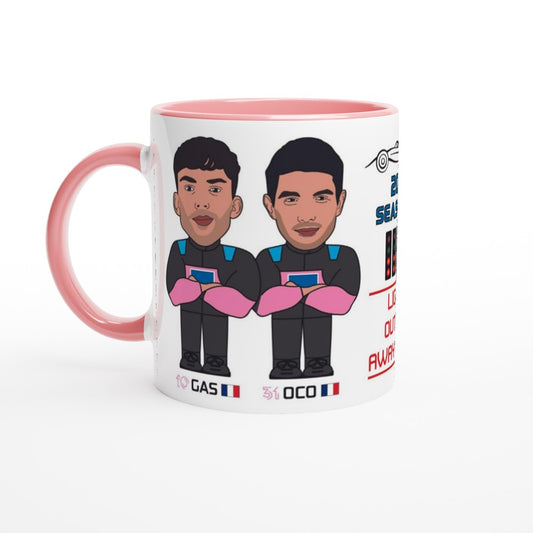 Formula 1 Fun Mug Caricature of the 2024 Alpine team mates Pierre Gasly and Esteban Ocon