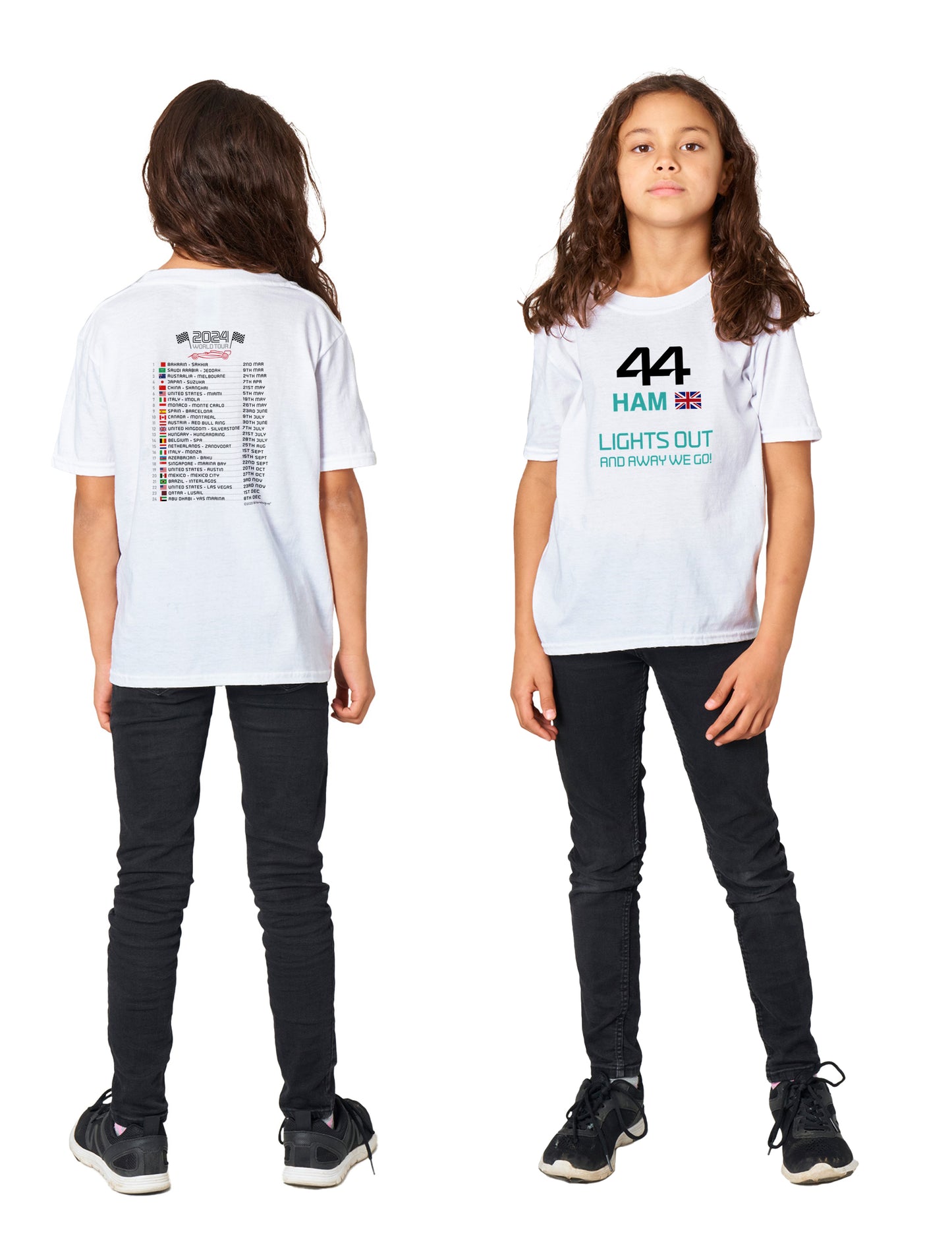 Lewis Hamilton Formula 1 2024 Race Calendar Children's T-Shirt