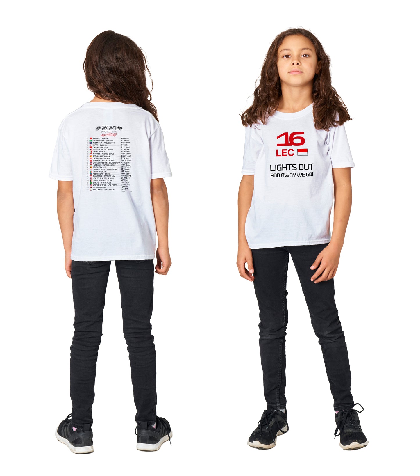 Charles Leclerc Formula 1 2024 Race Calendar Children's T-Shirt