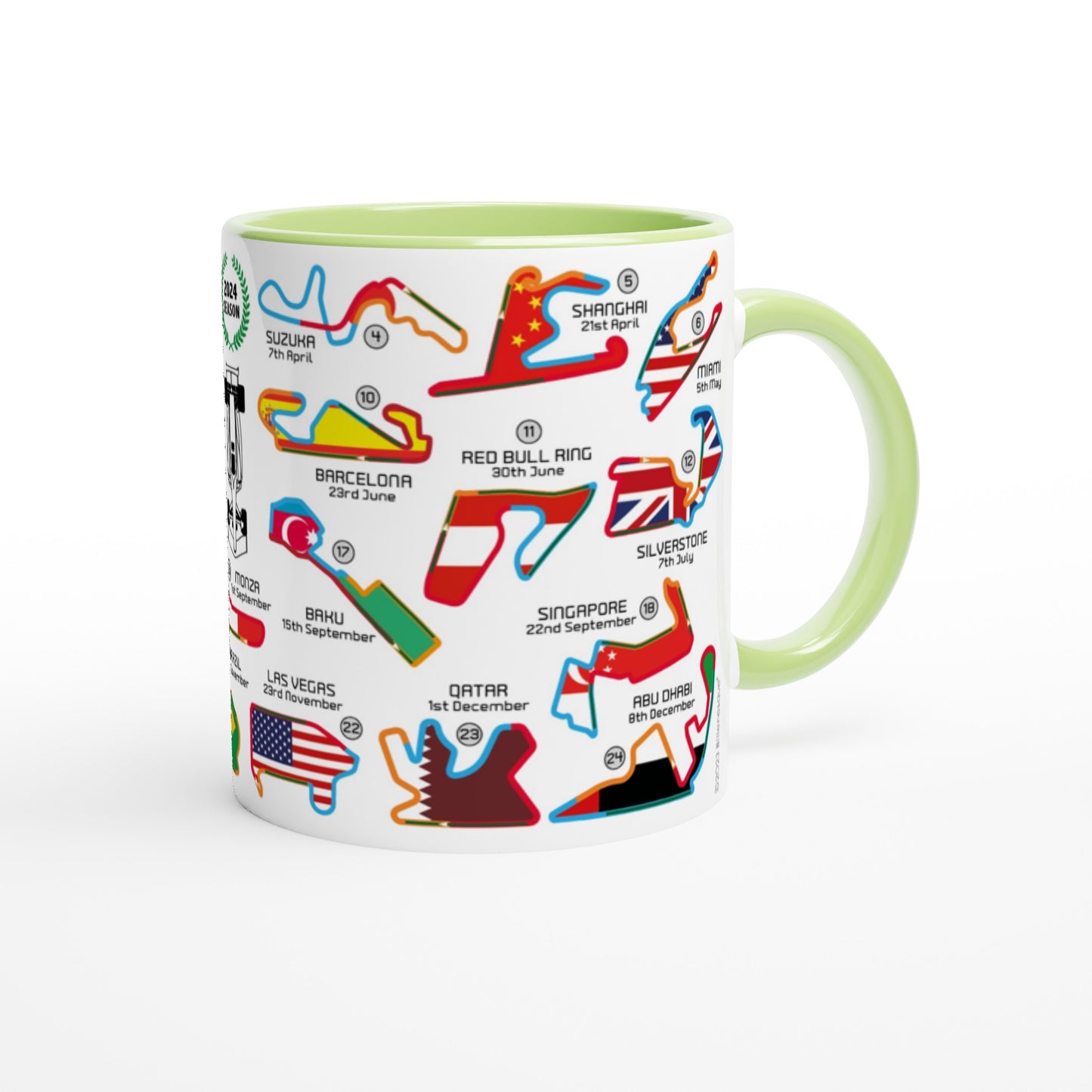 Formula 1 2024 Calendar Country Flag Mugs - Biller's Art