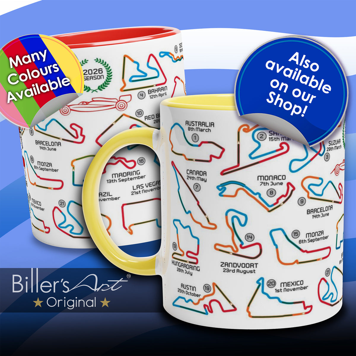 Max Verstappen Formula 1 Red Bull 2026 Racing Car Print in Orange