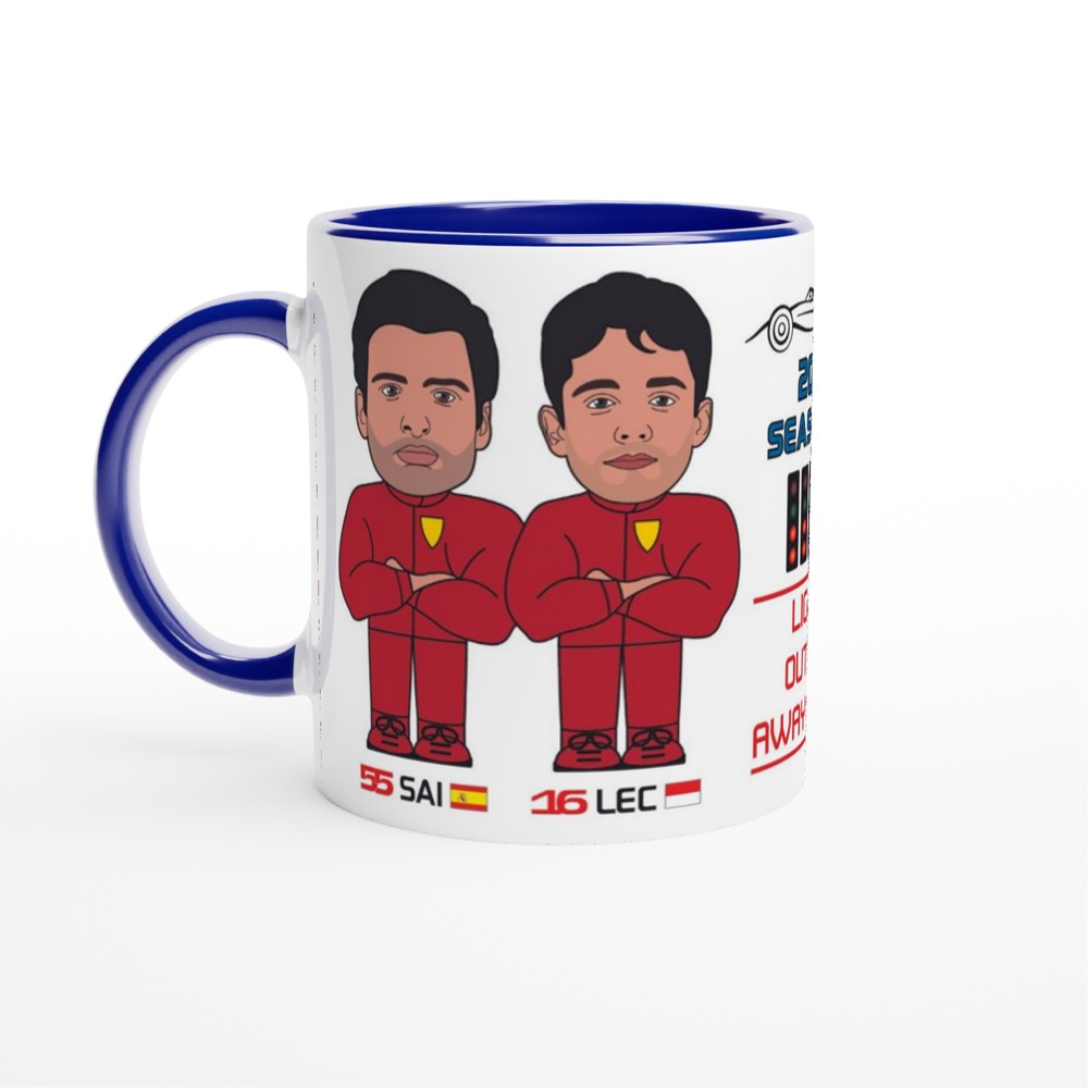 Formula 1 Fun Mug Caricature of the 2024 Ferrari team mates Carlos Sainz and Charles Leclerc