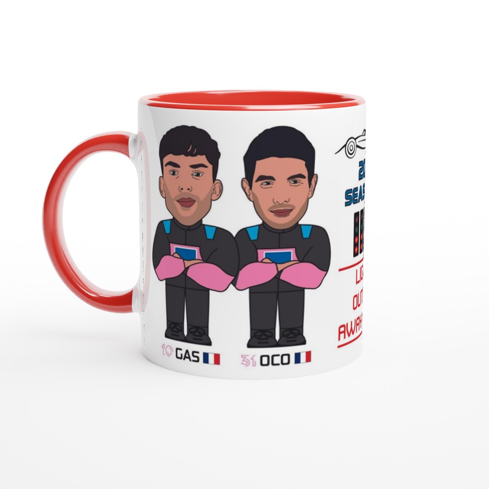 Formula 1 Fun Mug Caricature of the 2024 Alpine team mates Pierre Gasly and Esteban Ocon