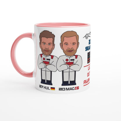 Formula 1 Fun Mug Caricature of the 2024 Haas team mates Nico Hulkenberg and Kevin Magnussen