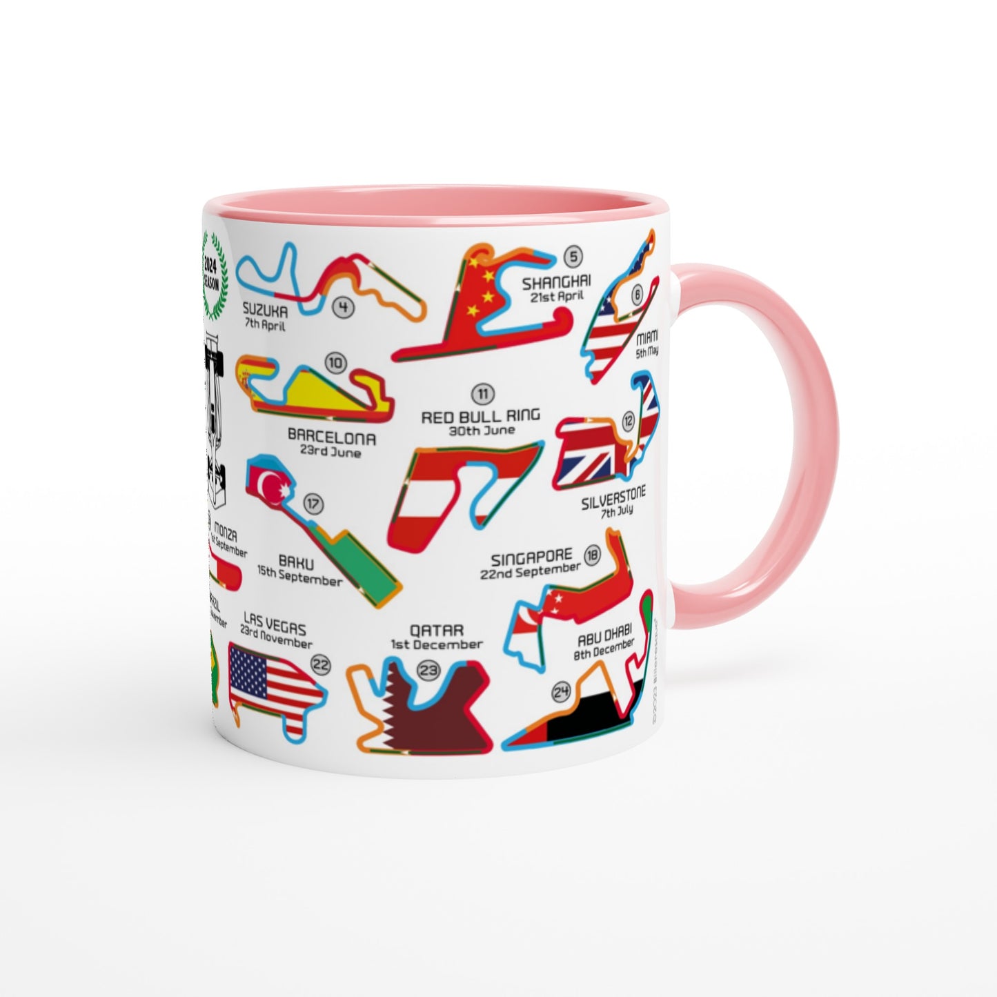 Formula 1 2024 Calendar Country Flag Mugs - Biller's Art