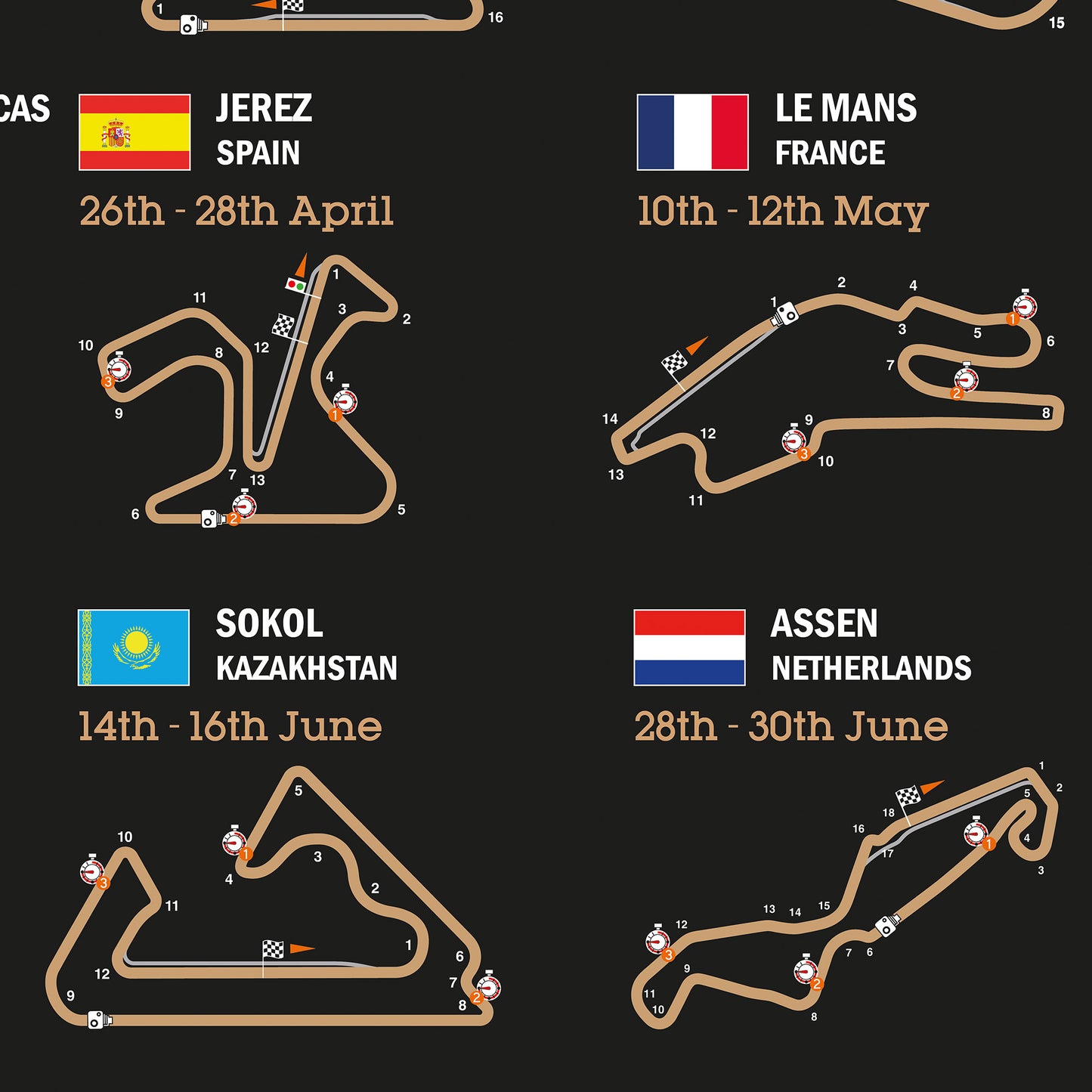 MotoGP Poster 2024 Circuit Wall Calendar Fixtures Poster Wall Print