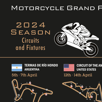 MotoGP Poster 2024 Circuit Wall Calendar Fixtures Poster Wall Print