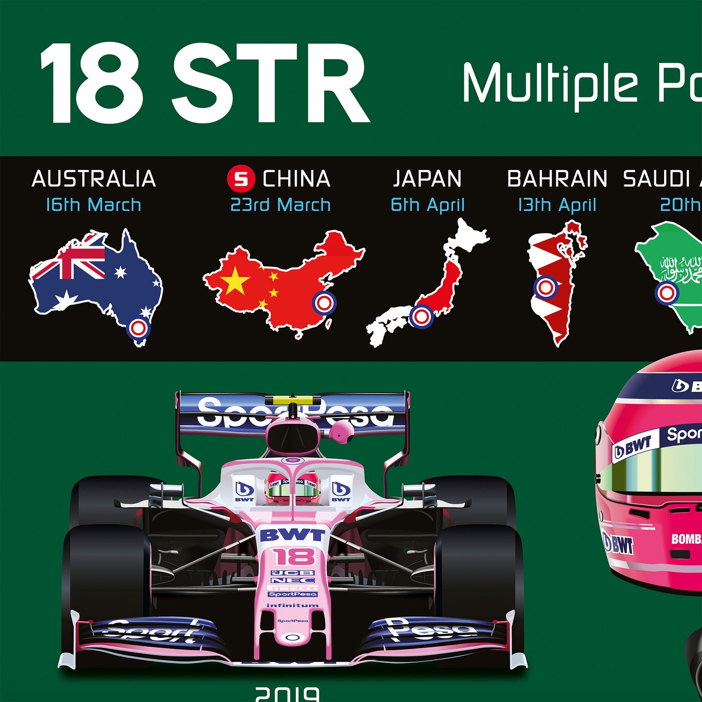 Lance Stroll Formula 1 2025 Detailed Season Dates Wall Calendar