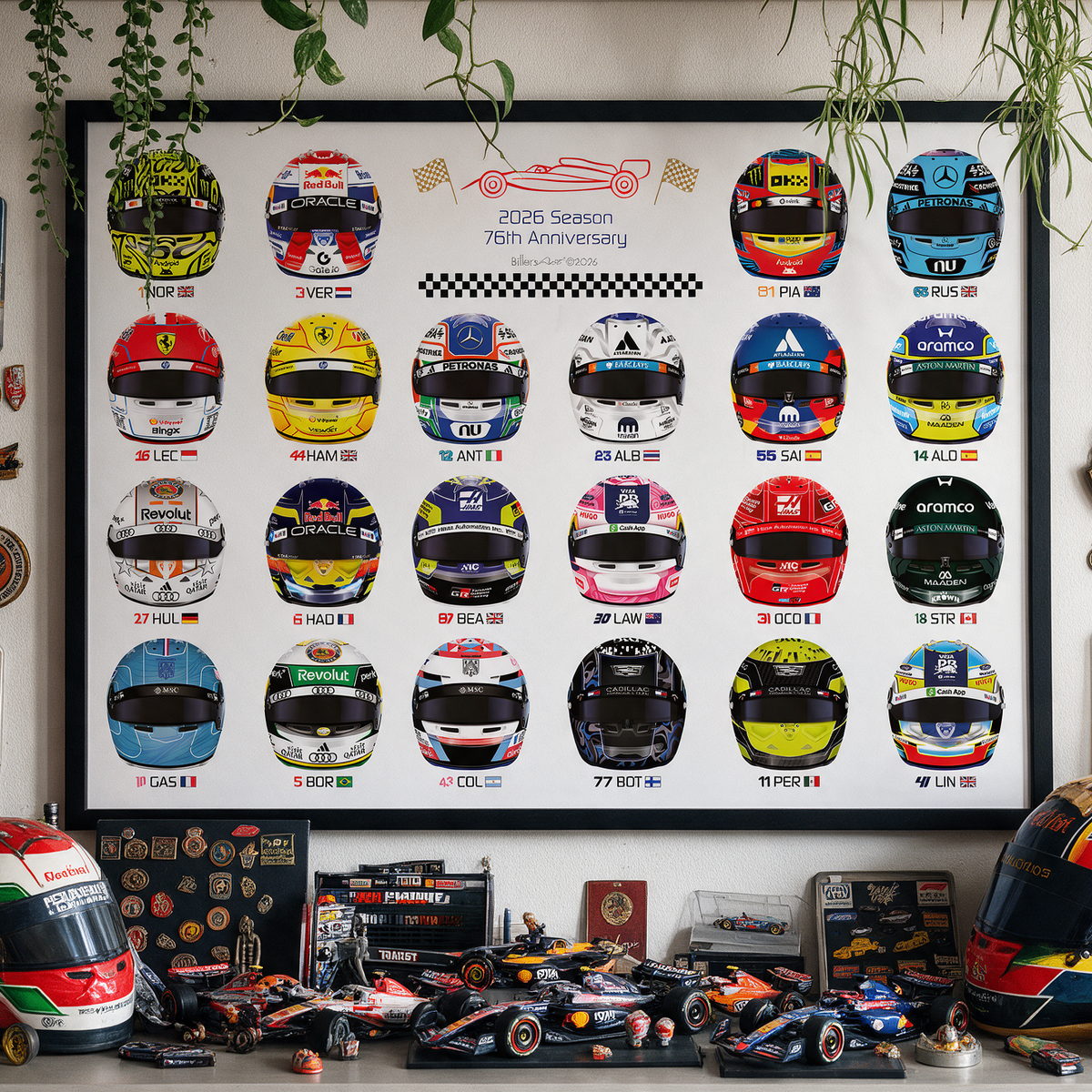 Formula Drivers' Helmets 2026 F1 Landscape Wall Print