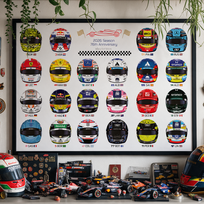 Formula Drivers' Helmets 2026 F1 Landscape Wall Print