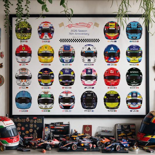 Formula Drivers' Helmets 2026 F1 Landscape Wall Print