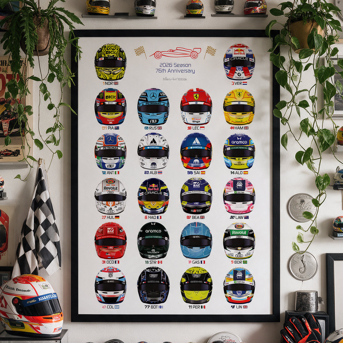 Formula Drivers' Helmets 2026 F1 Portrait Wall Print