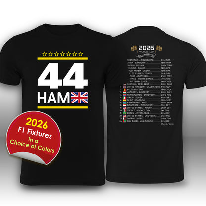 Lewis Hamilton 2026 Race Calendar Formula 1 F1 T-Shirt