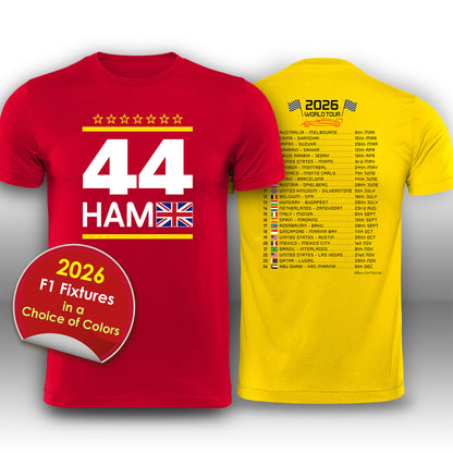 Lewis Hamilton 2026 Race Calendar Formula 1 F1 T-Shirt