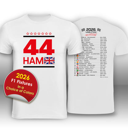 Lewis Hamilton 2026 Race Calendar Formula 1 F1 T-Shirt