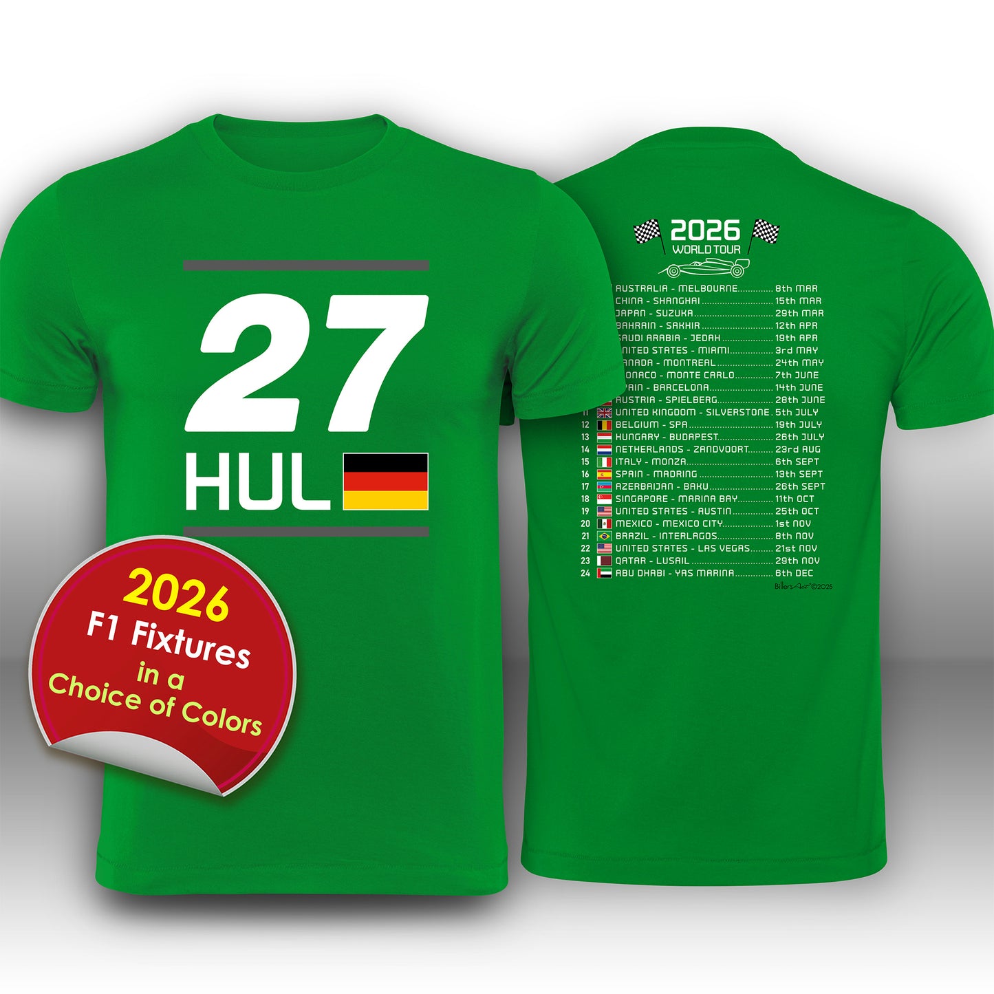Nico Hulkenberg 2026 Race Calendar Formula 1 F1 T-Shirt