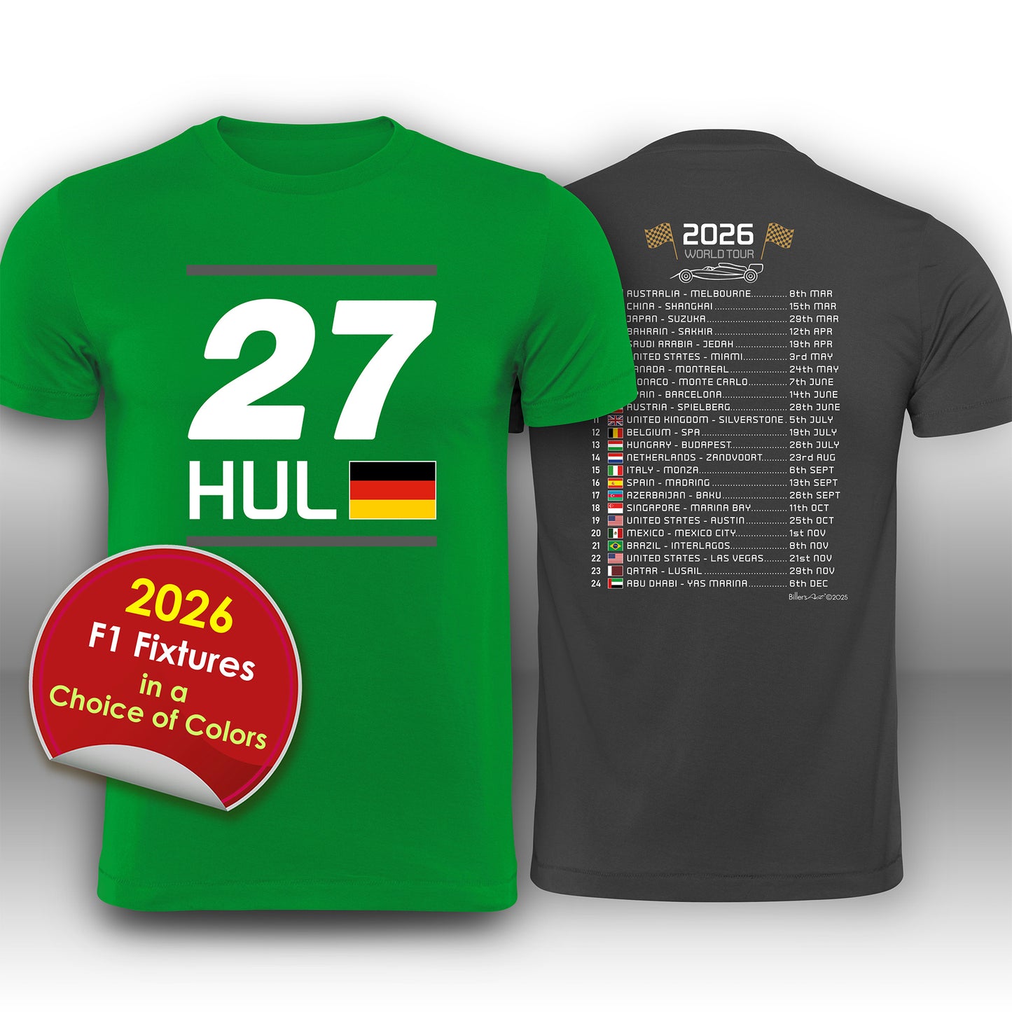 Nico Hulkenberg 2026 Race Calendar Formula 1 F1 T-Shirt