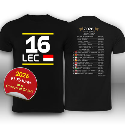 Charles Leclerc 2026 Race Calendar Formula 1 F1 T-Shirt
