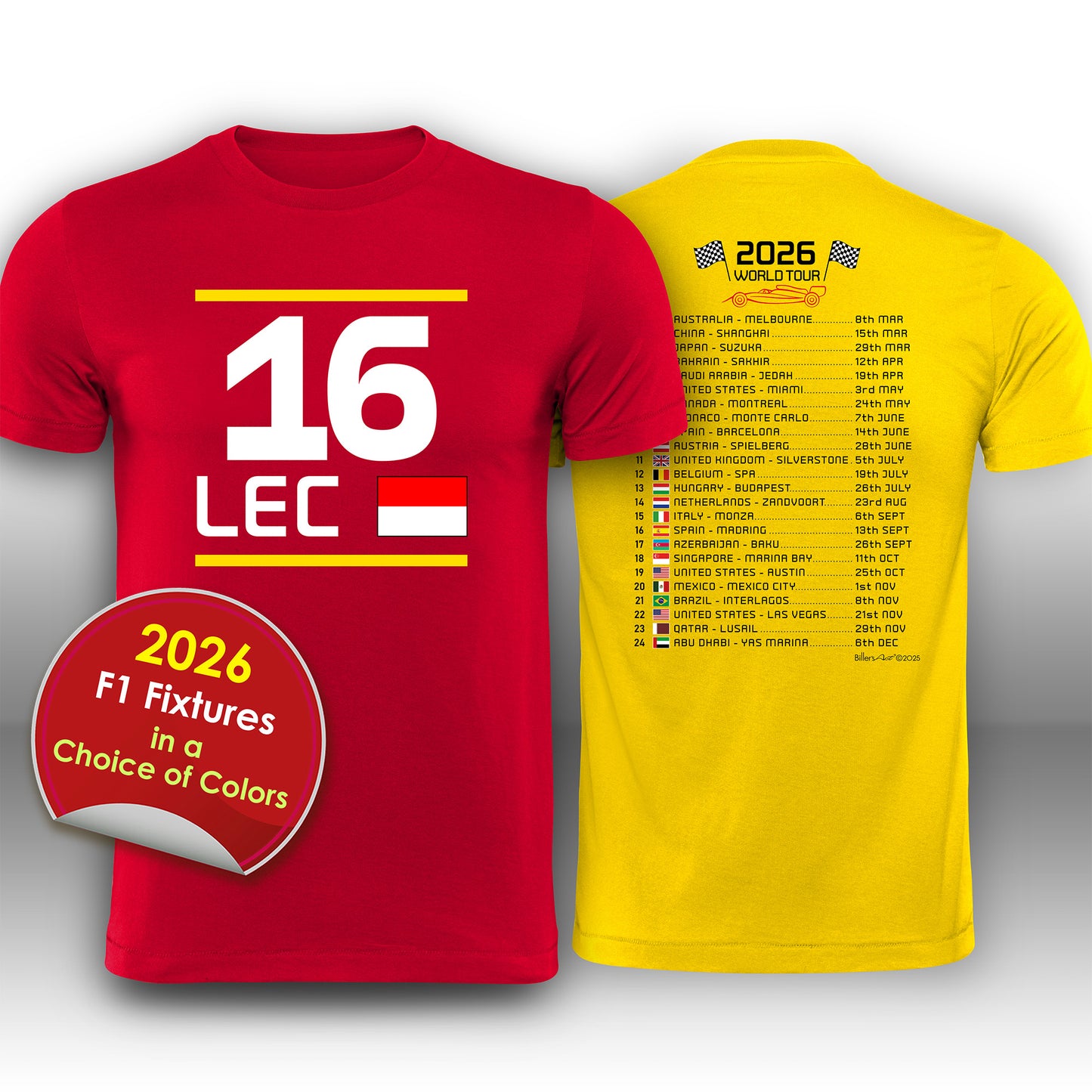 Charles Leclerc 2026 Race Calendar Formula 1 F1 T-Shirt