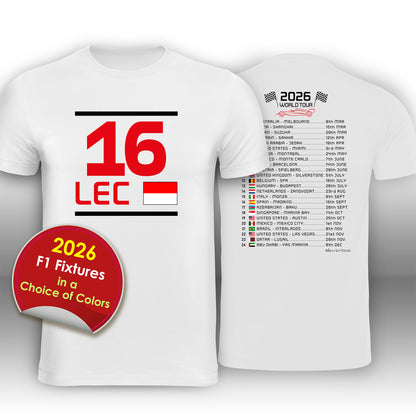 Charles Leclerc 2026 Race Calendar Formula 1 F1 T-Shirt