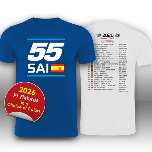 Carlos Sainz 2026 Race Calendar Formula 1 F1 T-Shirt