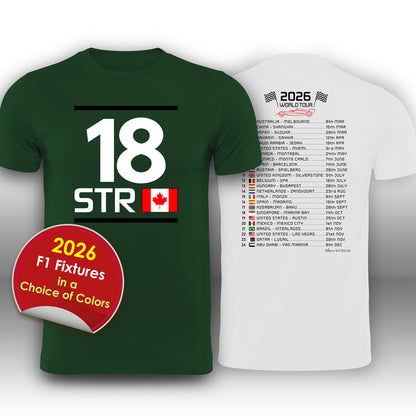 Lance Stroll 2026 Race Calendar Formula 1 F1 T-Shirt