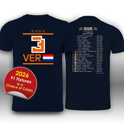 Max Verstappen 2026 Race Calendar Formula 1 F1 T-Shirt Tee Shirt T Shirt