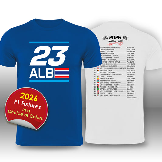 Alexander Albon 2026 Race Calendar Formula 1 F1 T-Shirt