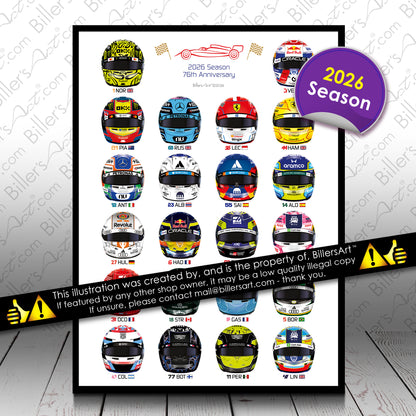 Formula Drivers' Helmets 2026 F1 Portrait Wall Print