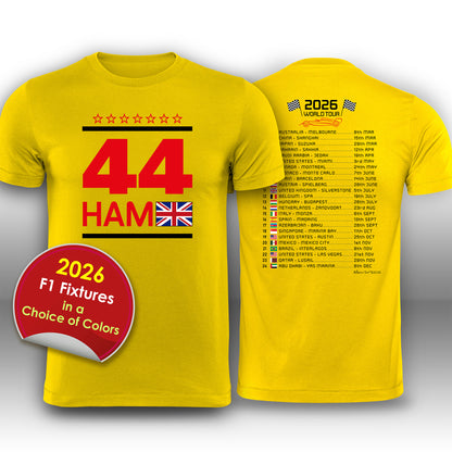 Lewis Hamilton 2026 Race Calendar Formula 1 F1 T-Shirt