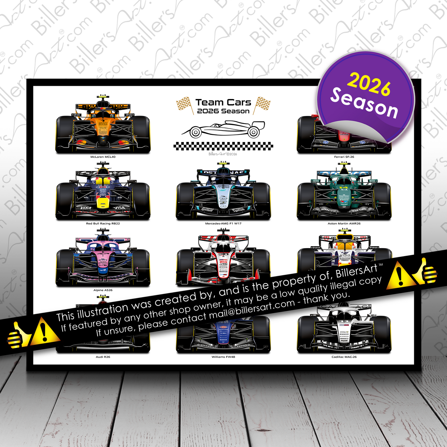 Formula 1 Team Cars 2026 Landscape Wall Print
