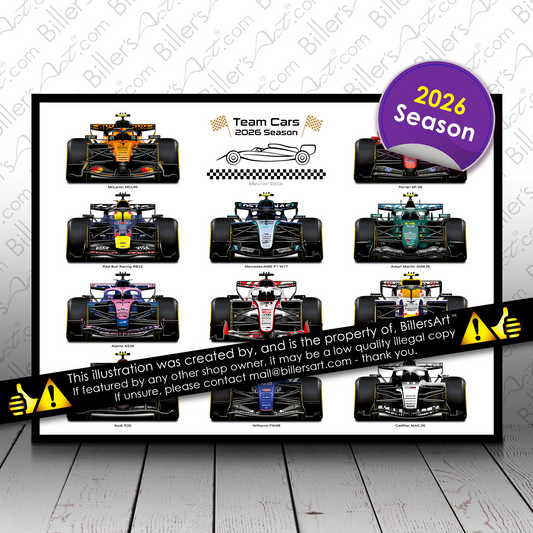Formula 1 Team Cars 2026 Landscape Wall Print