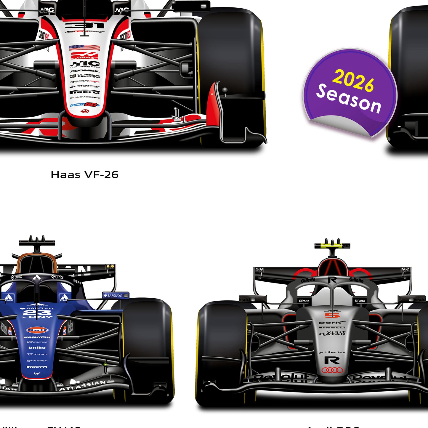 Formula 1 Team Cars 2026 Portrait Wall Print