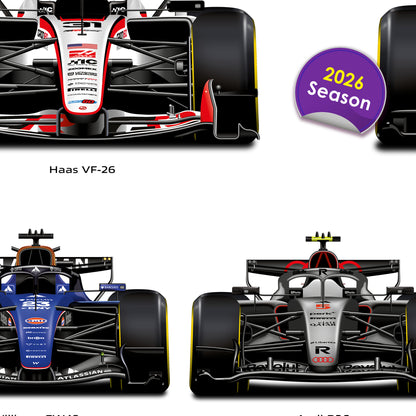 Formula 1 Team Cars 2026 Portrait Wall Print