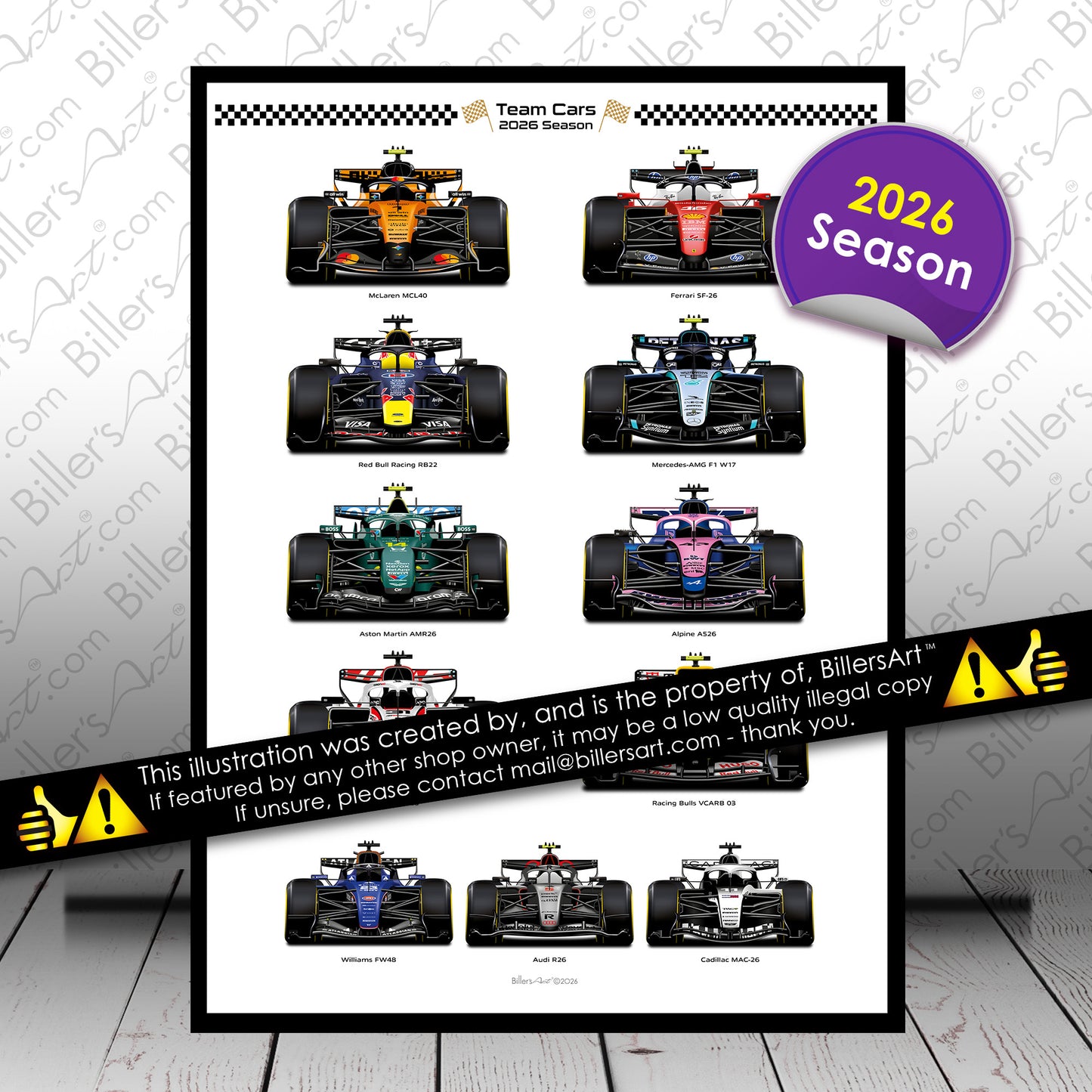 Formula 1 Team Cars 2026 Portrait Wall Print