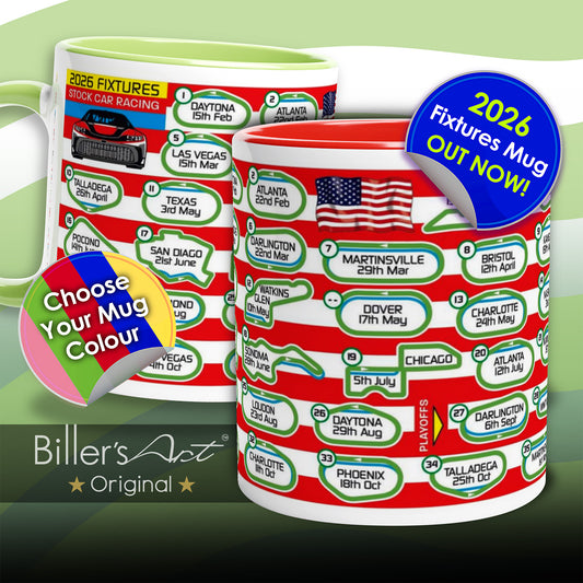 2026 Nascar Calendar Mugs - All Race Dates and Track Layouts