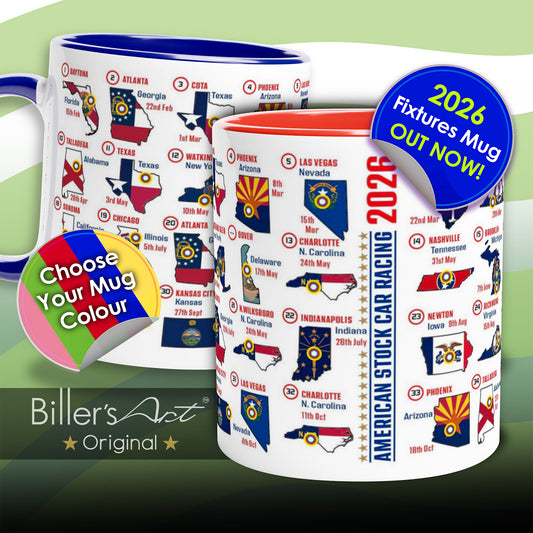 2026 Nascar Calendar Mugs with State Flags - All Race Dates