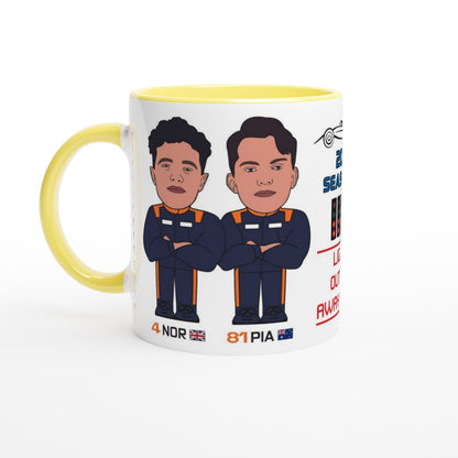 Formula 1 Fun Mug Caricature of the 2024 McLaren team mates Lando Norris and Oscar Piastri