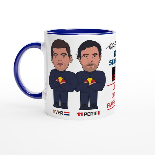 Formula 1 Fun Mug Caricature of the 2024 Red Bull team mates Max Verstappen and Sergio Perez