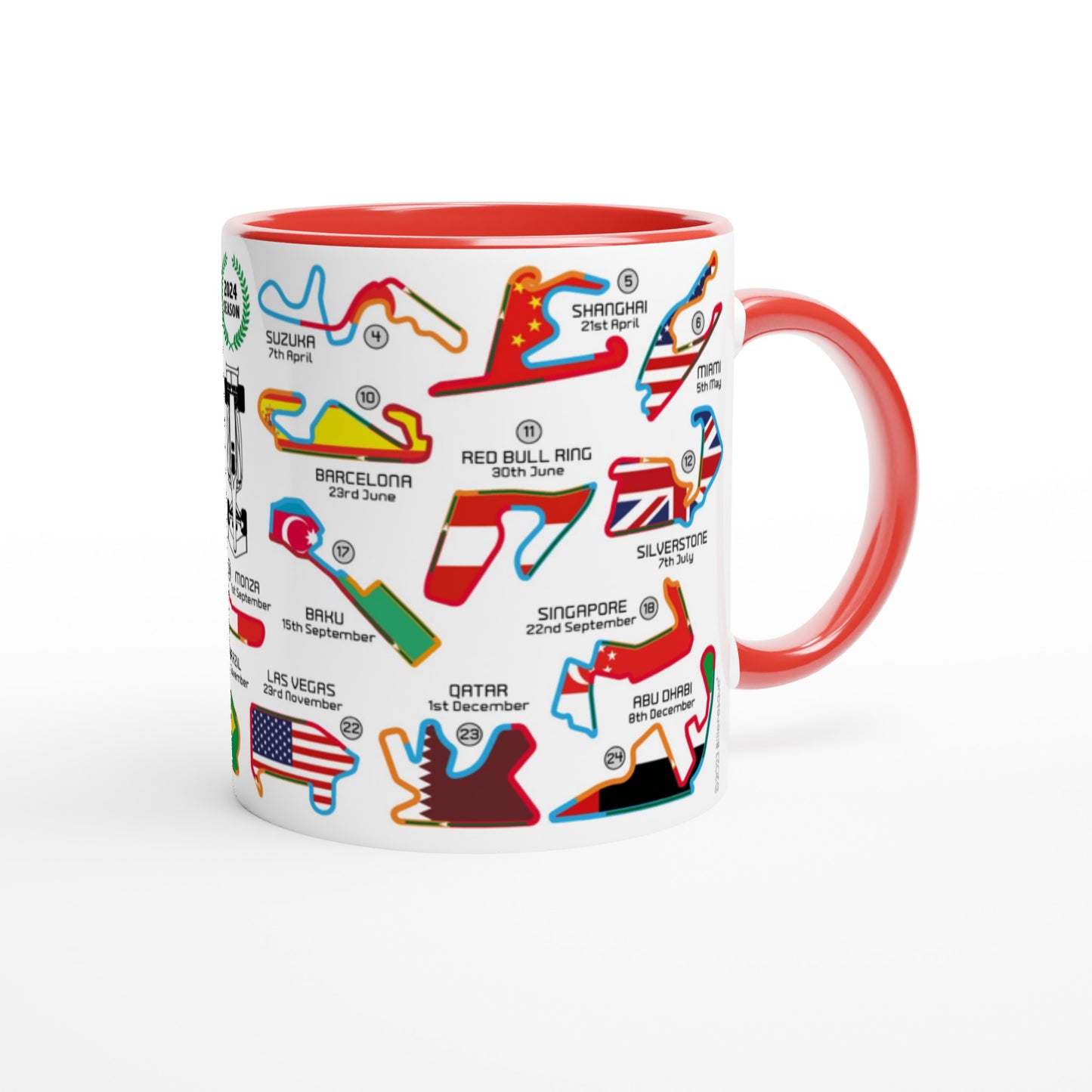 Formula 1 2024 Calendar Country Flag Mugs - Biller's Art