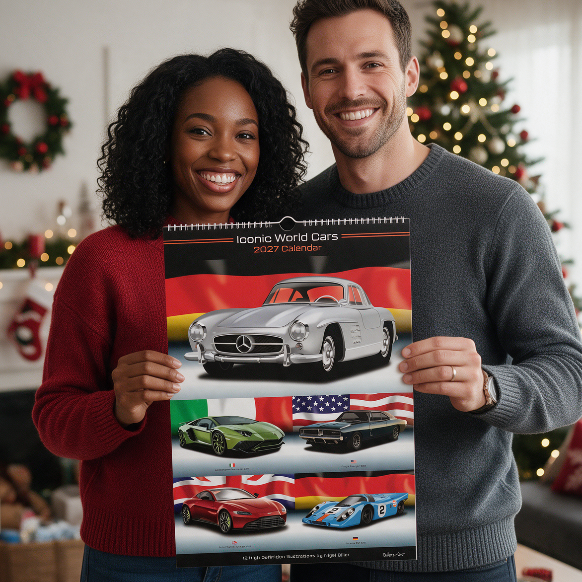 A 2027 Christmas Calendar Featuring a Selection of Classic Cars