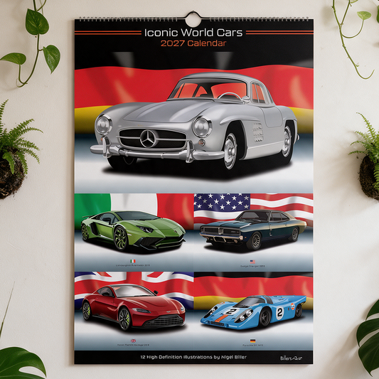 A 2027 Christmas Calendar Featuring a Selection of Classic Cars