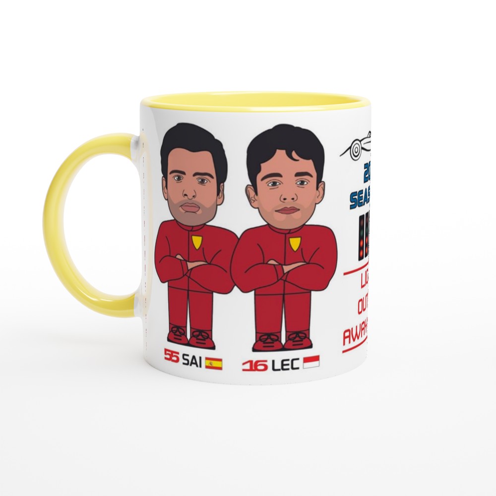 Formula 1 Fun Mug Caricature of the 2024 Ferrari team mates Carlos Sainz and Charles Leclerc