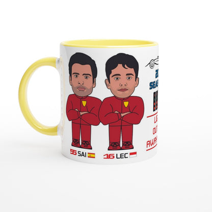 Formula 1 Fun Mug Caricature of the 2024 Ferrari team mates Carlos Sainz and Charles Leclerc