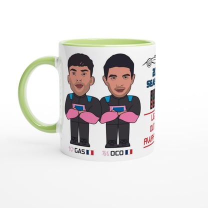 Formula 1 Fun Mug Caricature of the 2024 Alpine team mates Pierre Gasly and Esteban Ocon