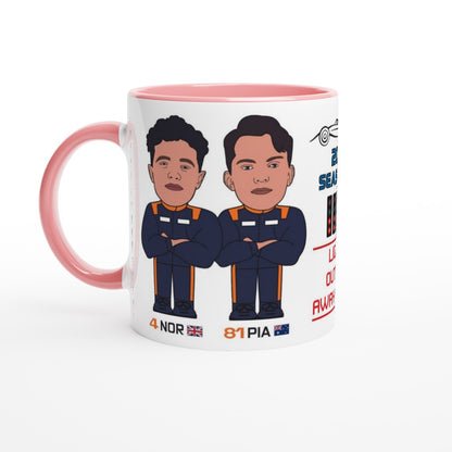 Formula 1 Fun Mug Caricature of the 2024 McLaren team mates Lando Norris and Oscar Piastri