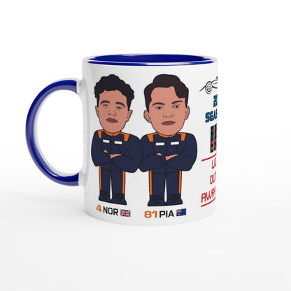 Formula 1 Fun Mug Caricature of the 2024 McLaren team mates Lando Norris and Oscar Piastri