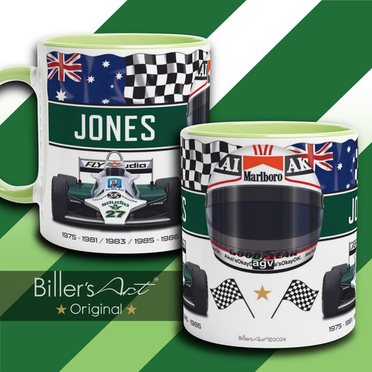 Classic World Champion Alan Jones's Car & Helmet Formula 1 Mug