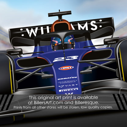 Alexander Albon Formula 1 Williams 2024 Speeding Racing Car